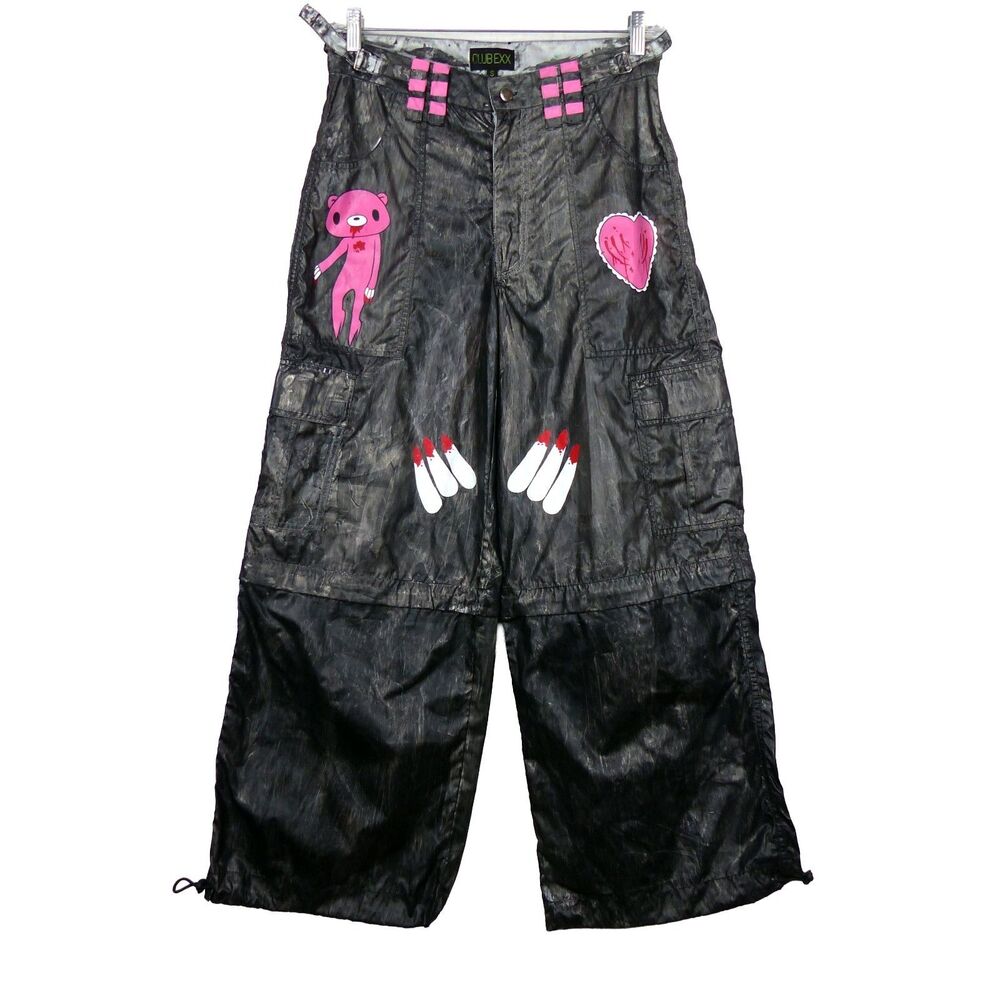 Club Exx Dolls Kill Convertible Cargo Pants S DIY Hand Painted Goth Cyber Rave